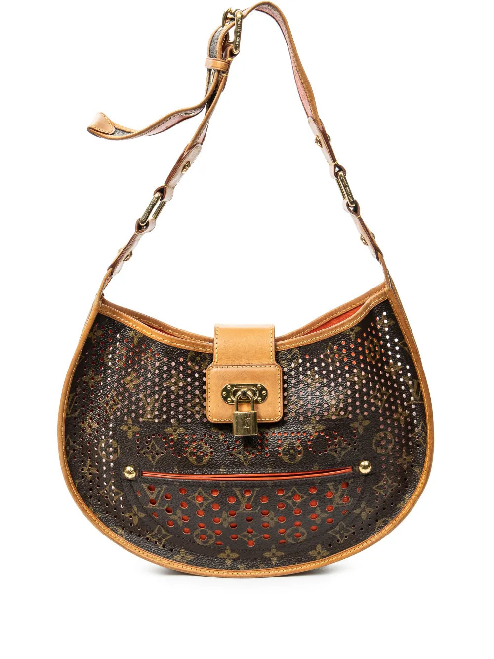 Louis Vuitton Pre-Owned 2006 Demi Lune pierced-monogram shouder bag - Brown | Farfetch Global