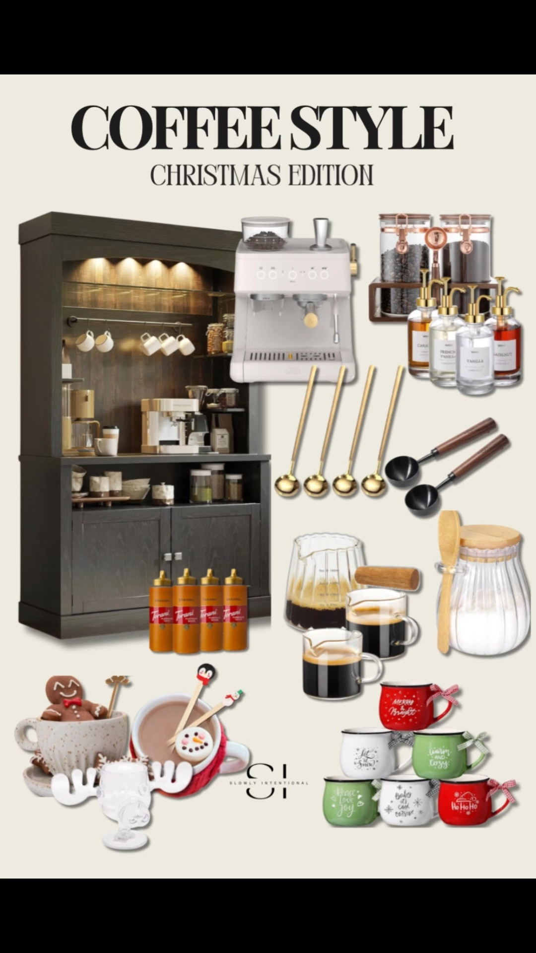 Bringing all the cozy café vibes home this Christmas! I pulled together everything you need for a festive coffee bar—syrups, cute mugs, gold spoons, and all the cozy touches that make your mornings feel like a holiday ritual.

#LTKHoliday #LTKSeasonal #LTKHome