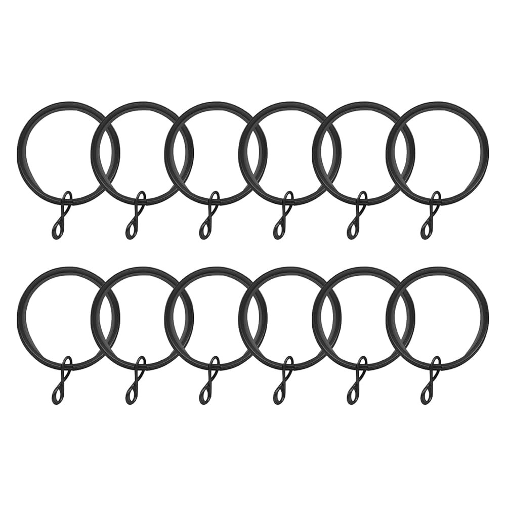 TWOPAGES 12 Pack Curtain Rings with Eyelets, 1.5 Inch Black Drapery Rings | Amazon (US)