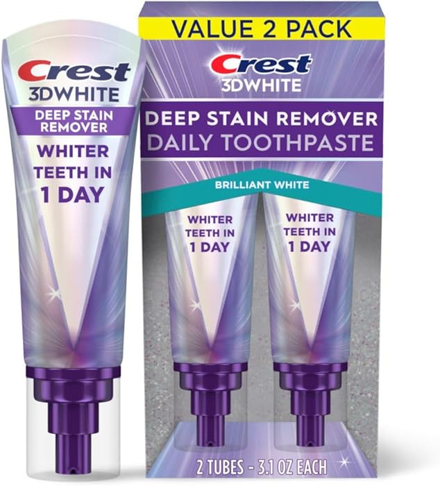 Crest 3DWhite Brilliance Deep Stain Remover Brilliant White Toothpaste - 3.1oz/2pk | Amazon (US)