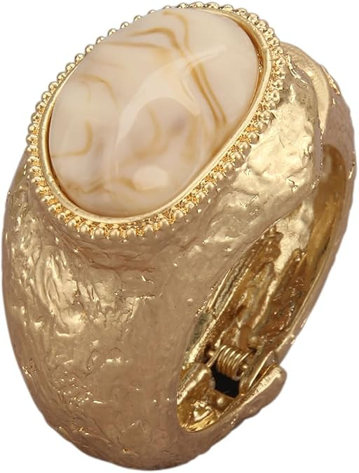 Gold Cuff Bracelet for Women Silver Beaded Bracelets Open Bangle Stackable Stretch Bead Bracelet ... | Amazon (US)