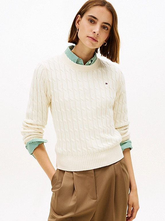 Cable Knit Crew Neck Jumper | Tommy Hilfiger UK