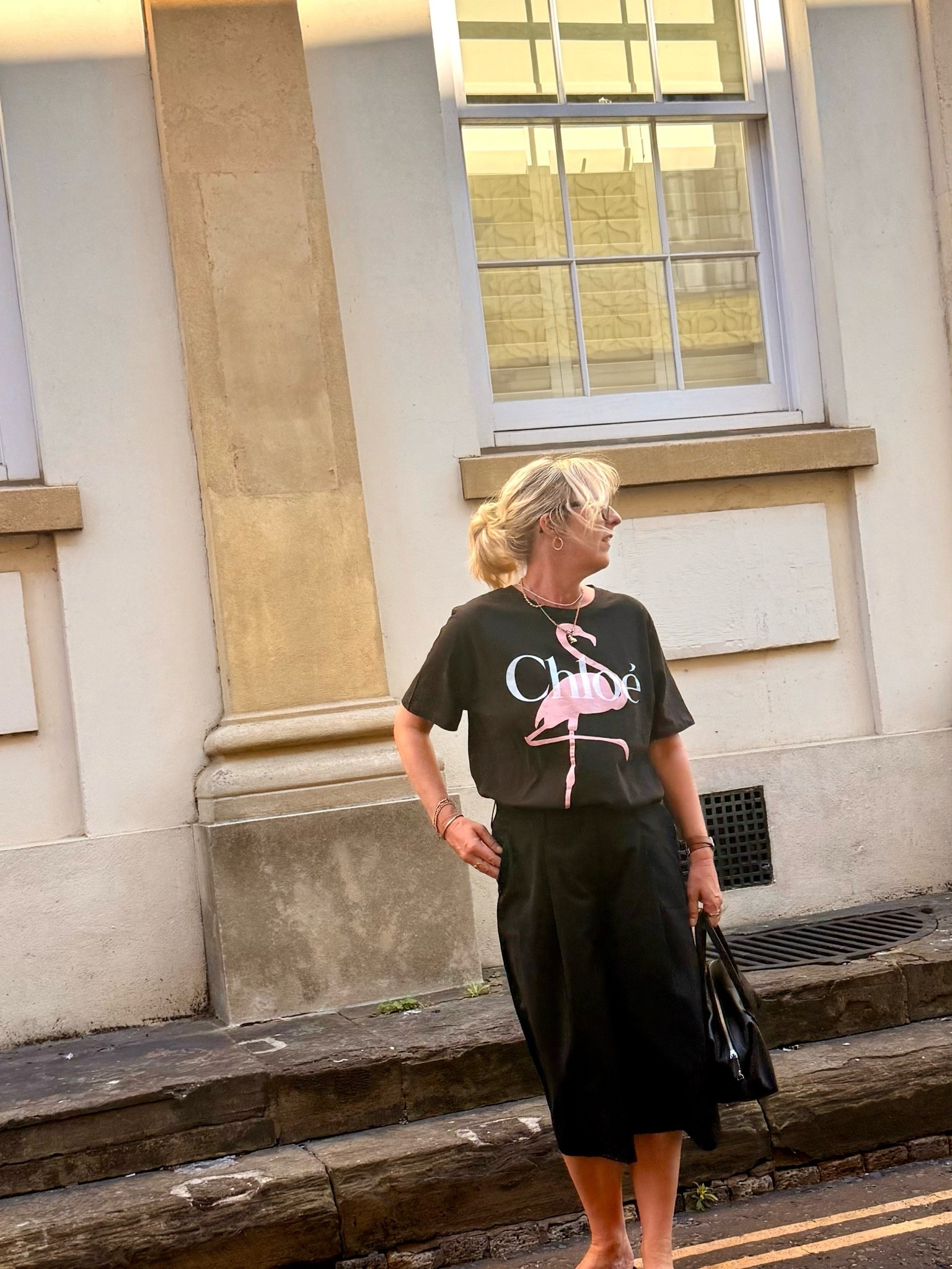 All black again. Long shorts and a Chloe T shirt from the sales

#LTKuk #LTKsummer #LTKover50style