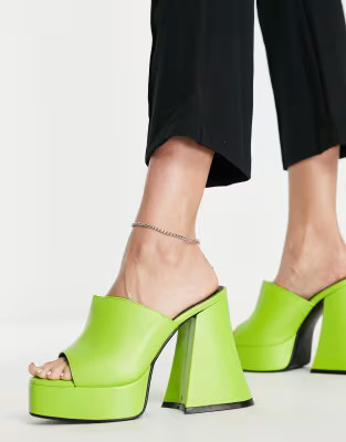 Lamoda platform mule heel sandal in lime  | ASOS | ASOS (Global)