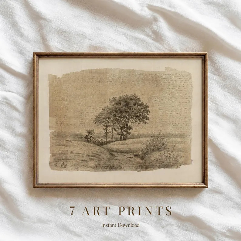 Vintage Tree Sketch Print: Rustic Nature Drawing (Digital Download) | Etsy (Global)