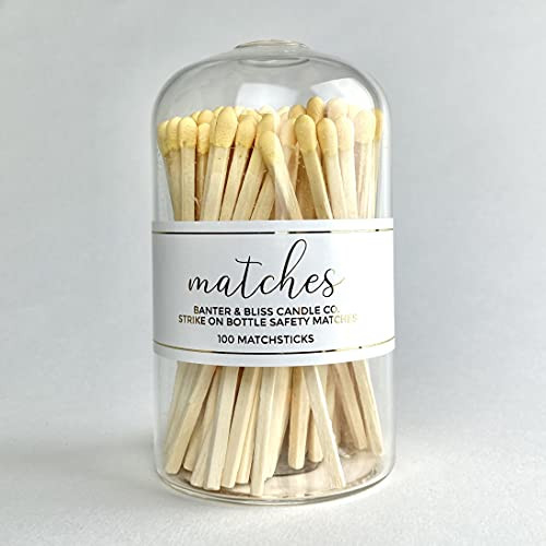 Banter & Bliss Modern Matchstick Bottle with Striker · 100 Long Yellow Safety Matches | Amazon (US)