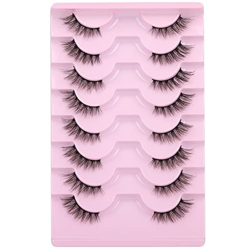 Half Lashes Natural Looking Cat Eye Lashes Accent Eyelashes Multi-layers Wispy Fluffy 3D Curly False Lashes Pack by Mavphnee | Amazon (US)