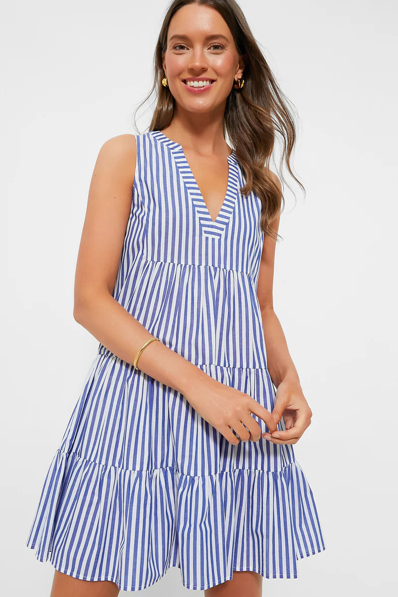 Blue and White Stripe Sleeveless Cotton Poplin Kenzo Dress | Tuckernuck (US)
