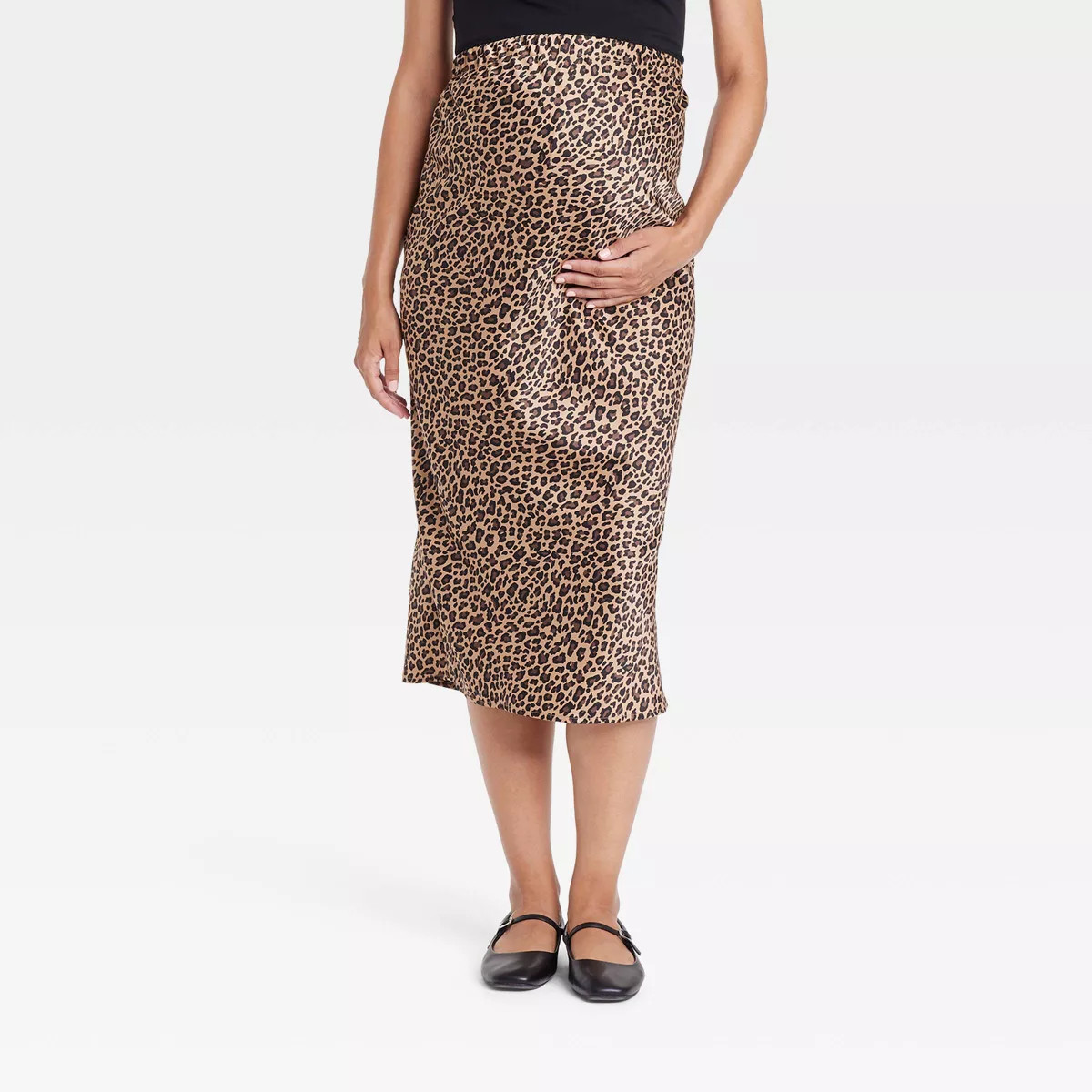 Midi Maternity A-Line Skirt - Isabel Maternity by Ingrid & Isabel™ Brown Leopard Print | Target
