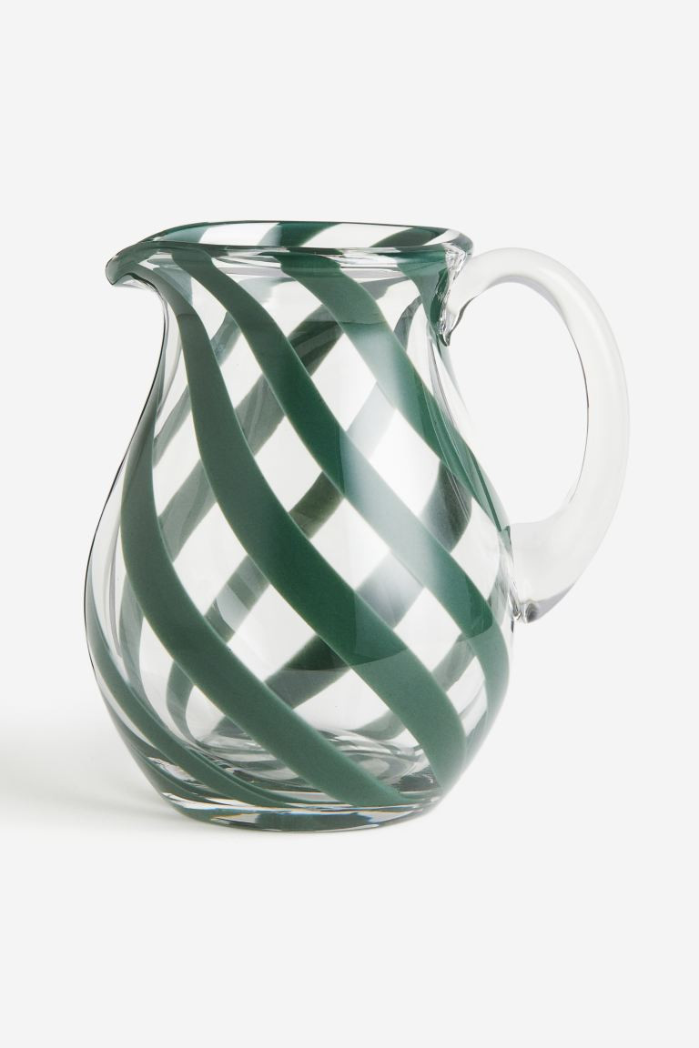 Glass Pitcher - Green/striped - Home All | H&M US | H&M (US + CA)