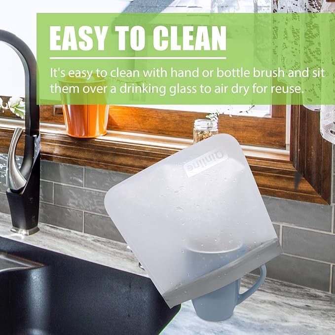 Qinline Reusable Food Storage Bags - 24 Pack BPA FREE Freezer Bags(8 Reusable Gallon Bags + 8 Lea... | Amazon (US)