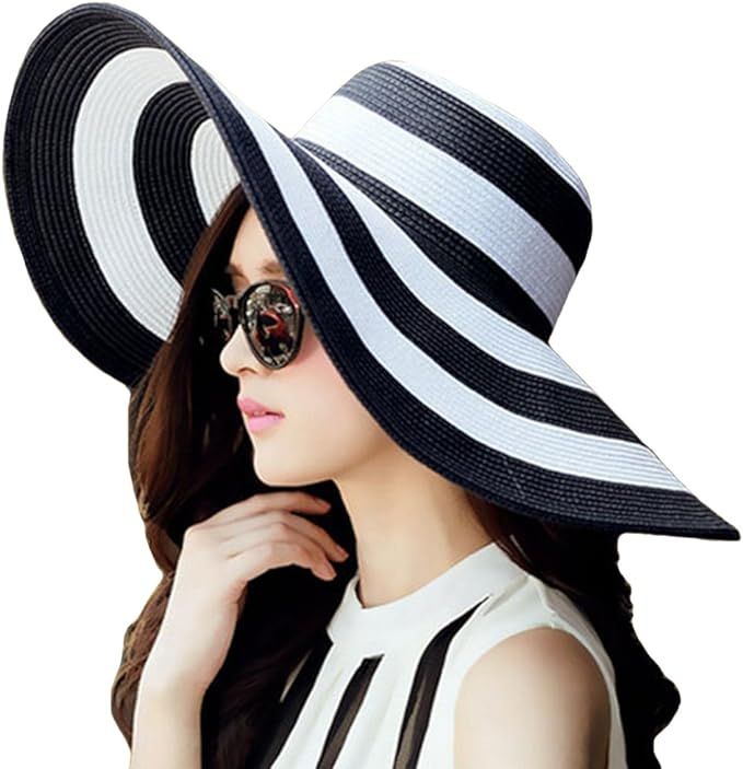 Itopfox Women's Floppy Beach Hat - Wide Brim Straw Sun Hat Foldable Roll Up UPF 50+ Summer Big Br... | Amazon (US)