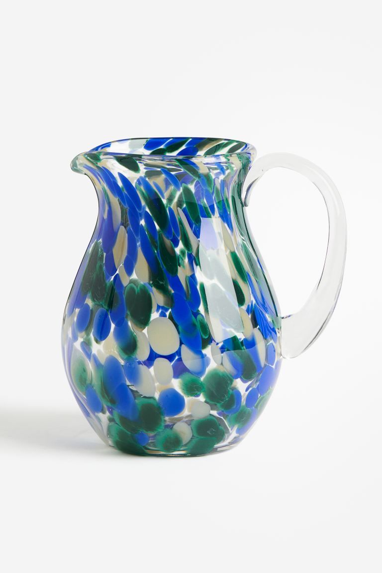 Patterned Glass Pitcher - Green/patterned - Home All | H&M US | H&M (US + CA)