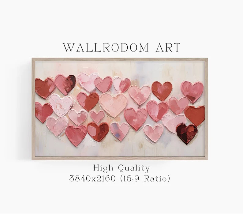 Frame TV Art Valentines Day, Heart Frame Tv Art, Abstract Oil Painting, Holiday TV Art, Love Hear... | Etsy (US)