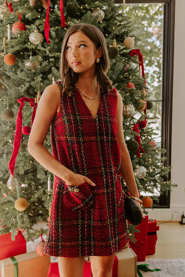Plaid Season Tweed Mini Dress | Impressions Online Boutique