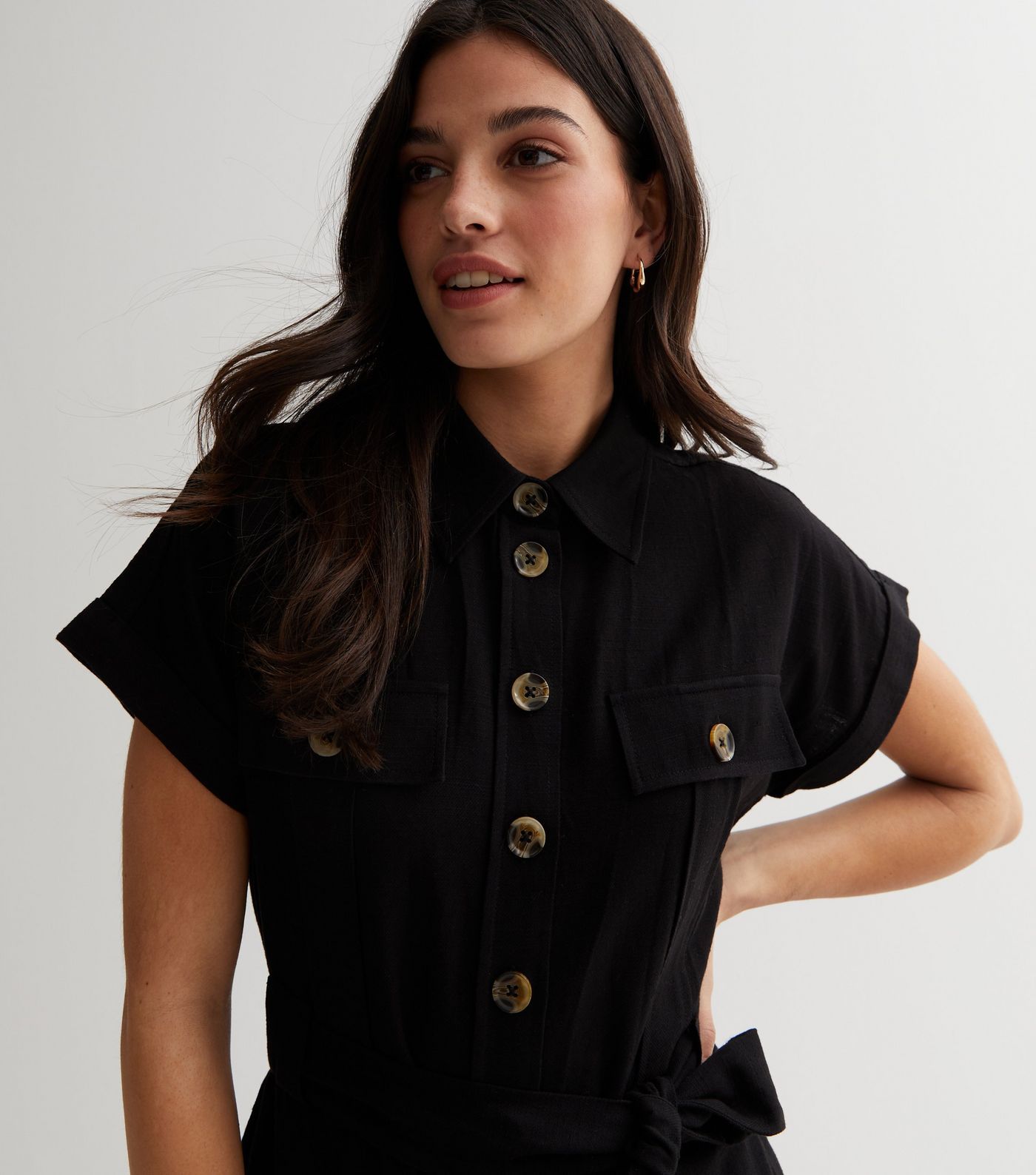 Black Belted Utility Midi Dress
						
						Add to Saved Items
						Remove from Saved Items | New Look (UK)