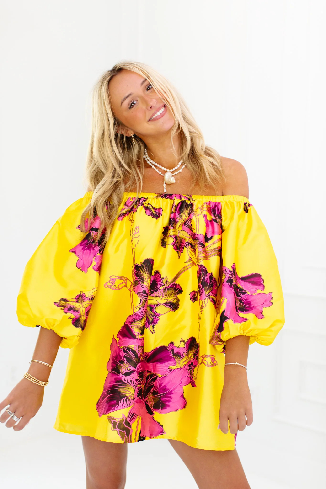 Beckett Mini Dress - Yellow/Pink | Triple Threads