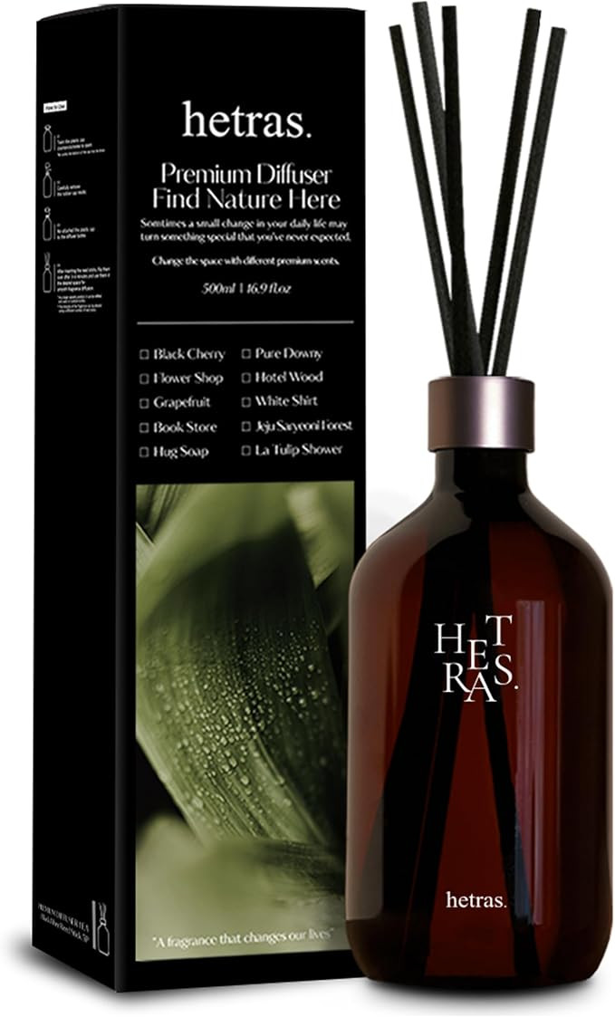 hetras Premium Reed Diffuser Set (16.9 fl.oz / 500ml, 1 Pack) | Hug Soap–Cozy Clean Scent | Lon... | Amazon (US)