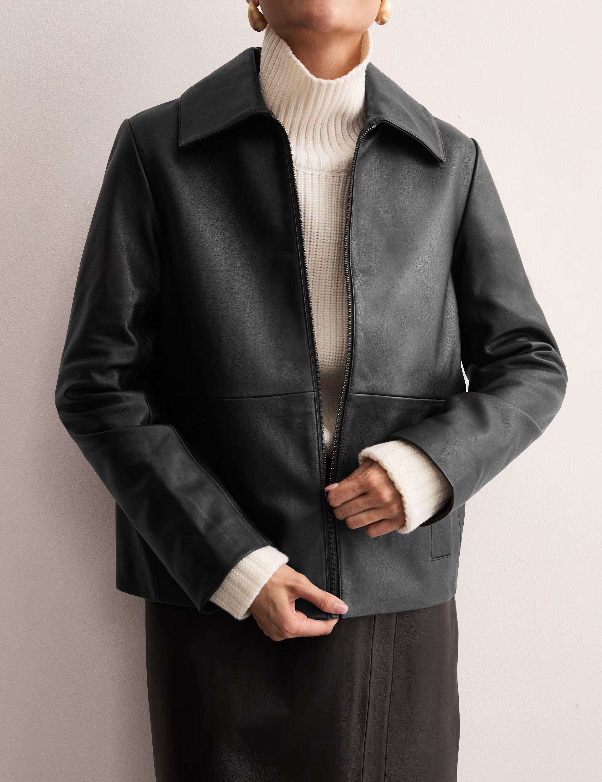 Leather Trucker Jacket | JAEGER | M&S | Marks & Spencer (UK)