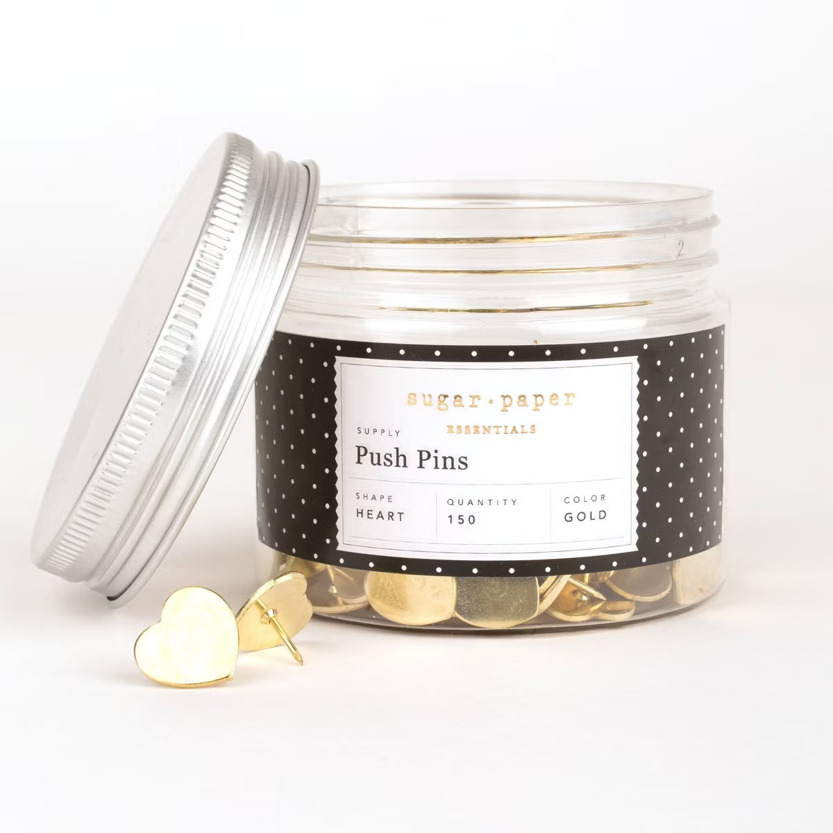 150ct Heart Shaped Push Pins Gold - Sugar Paper Essentials | Target