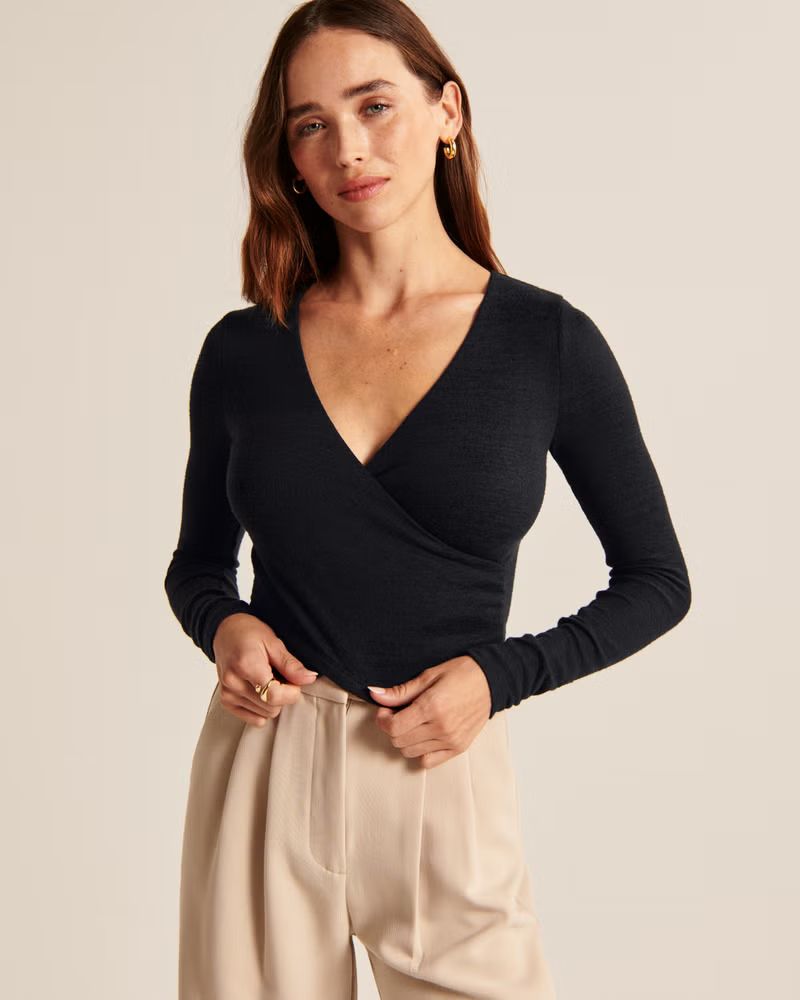 Long-Sleeve Cozy Wrap Top | Abercrombie & Fitch (US)