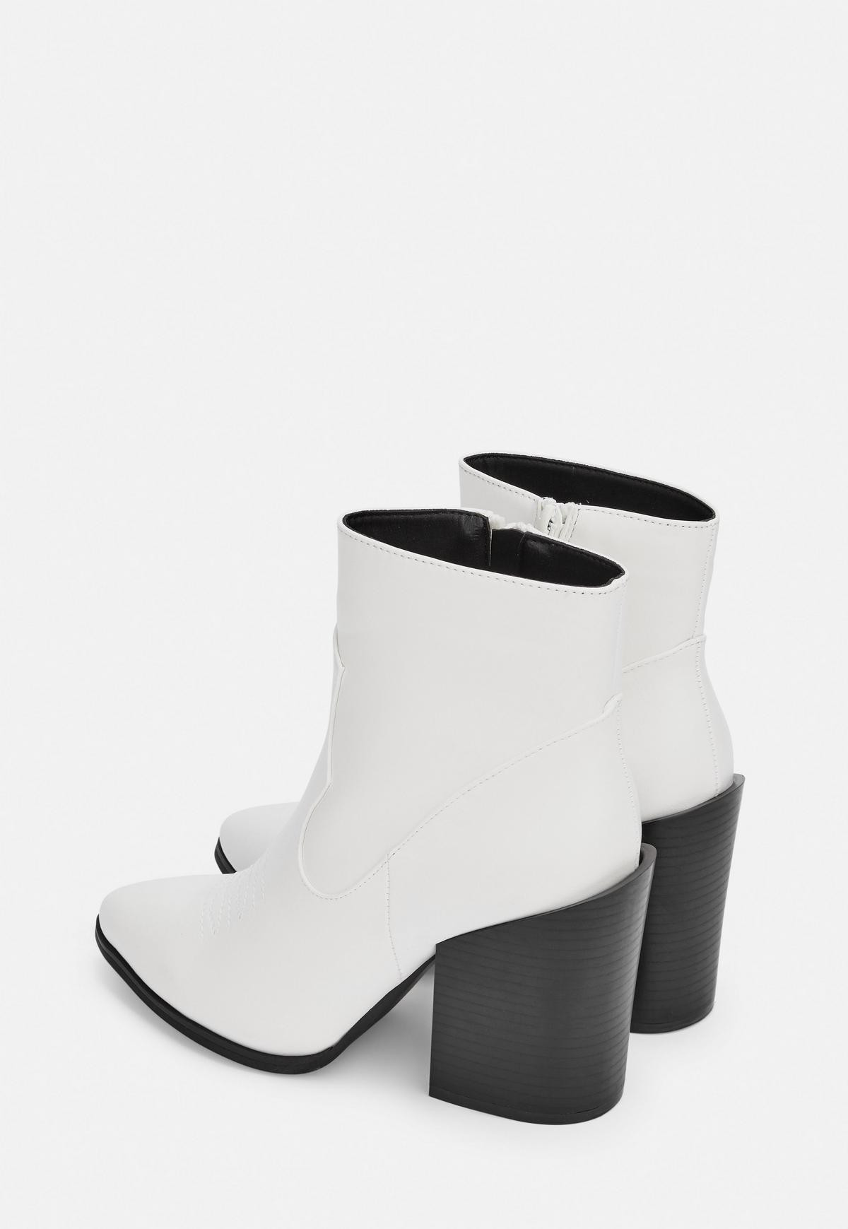 Missguided - White Block Heel Western Boots | Missguided (US & CA)