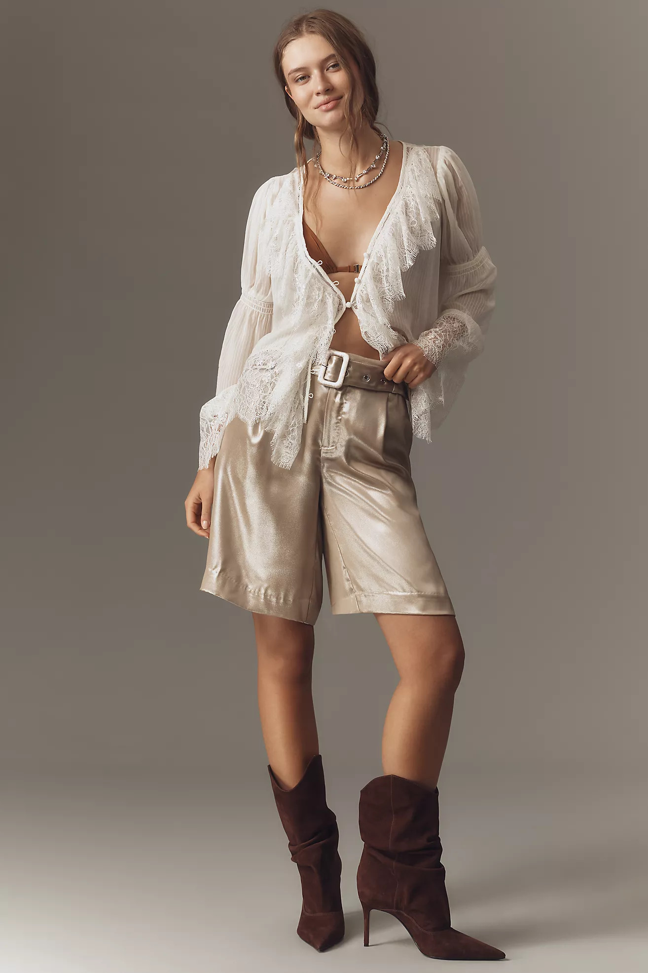 By Anthropologie Liquid Shine Bermuda Shorts | Anthropologie (US)