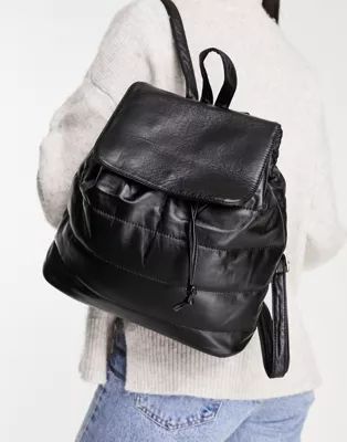 Truffle Collection quilted backpack with faux leather details in black | ASOS (Global)