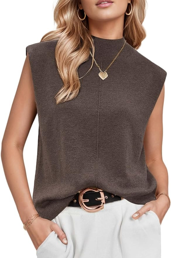 Arach&Cloz Women's Wool Blend Mock Neck Sweaters Vest Business Casual Trendy Tops Fall Outfits 20... | Amazon (US)