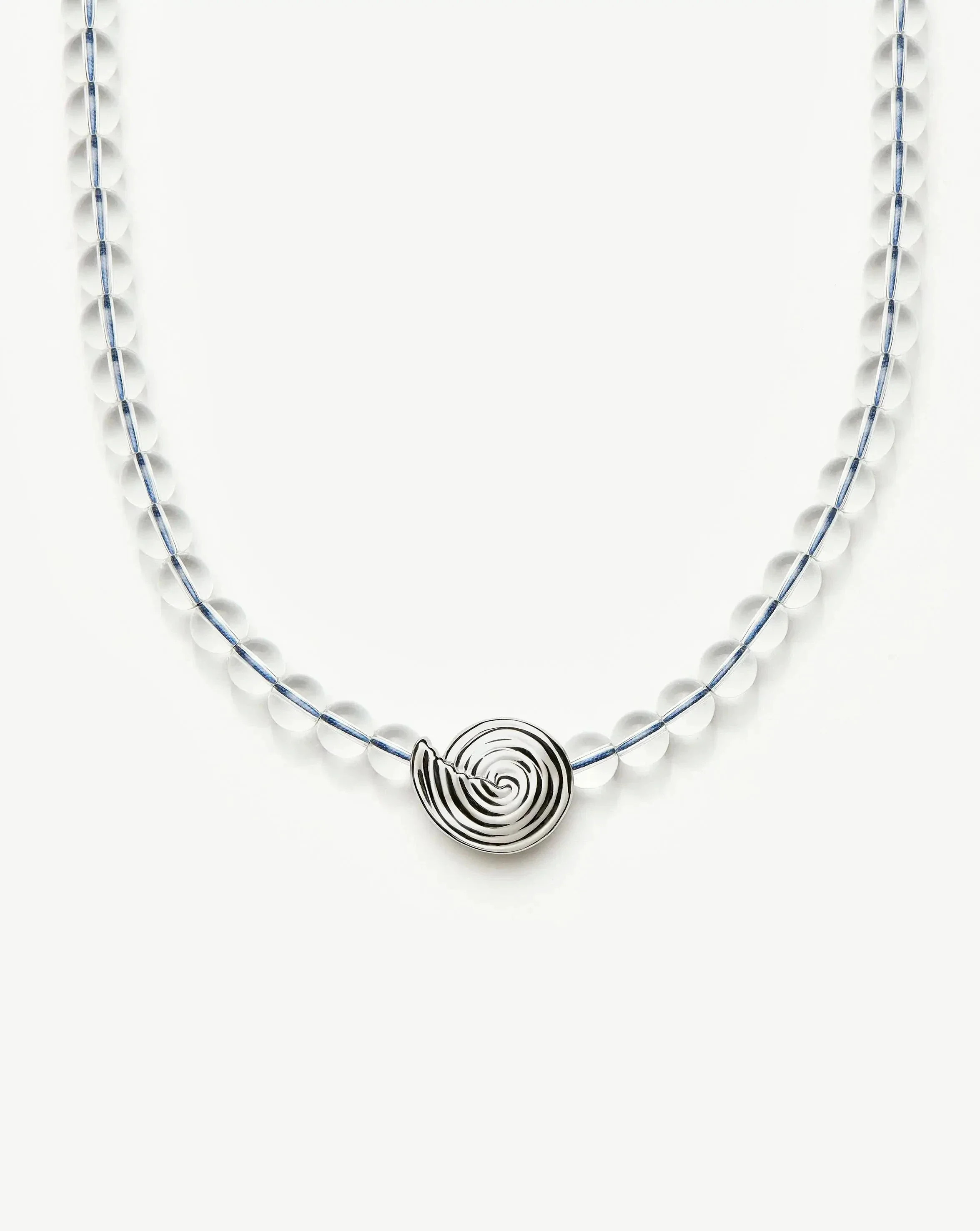 Spiral Gemstone Beaded Pendant Necklace - Silver & Crystal | Missoma US