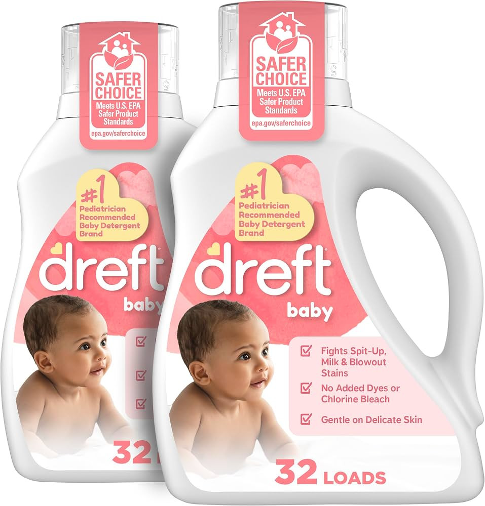 Dreft Baby Liquid Laundry Detergent, Gentle on Sensitive Skin Laundry Soap, 42 fl oz, 32 Loads, P... | Amazon (US)