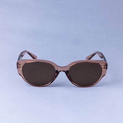 Women's Oval Cateye Sunglasses - A New Day™ Brown: UV Protection, Recycled Plastic Frame | Target