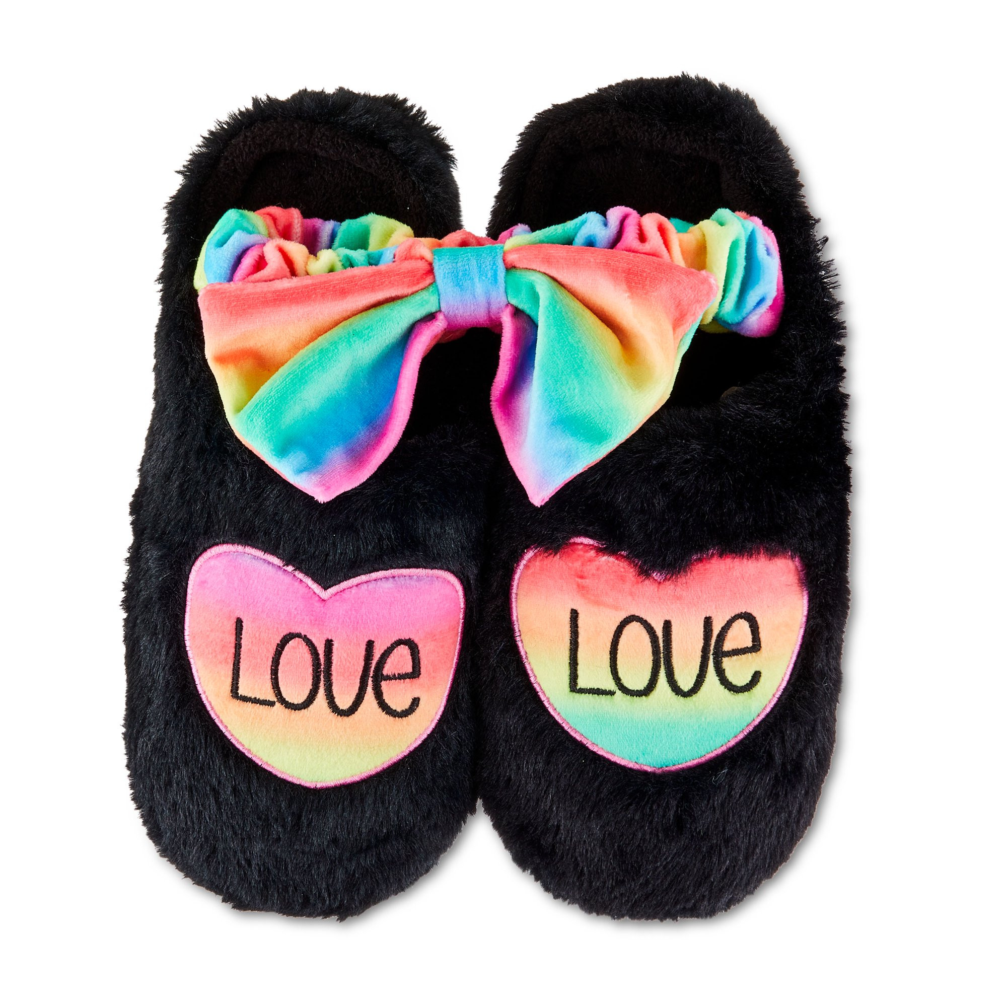 Valentine's Day 11in Black & Rainbow Color Slippers with Headband Set for Adults by Way To Celebr... | Walmart (US)