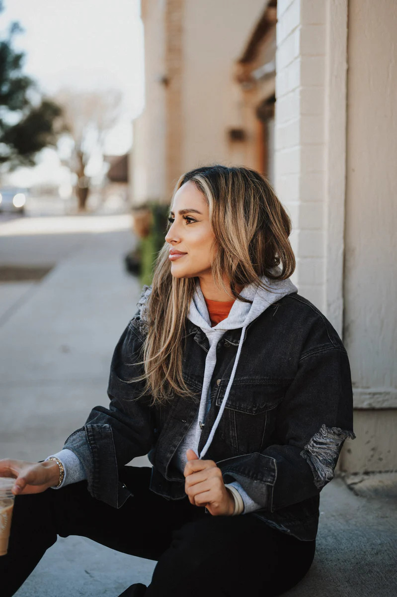 Ready To Roll Black Distressed Denim Jacket | Apricot Lane Boutique