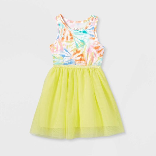 Toddler Girls' Tie-Dye Tutu Tank Top Dress - Cat & Jack™ Yellow | Target