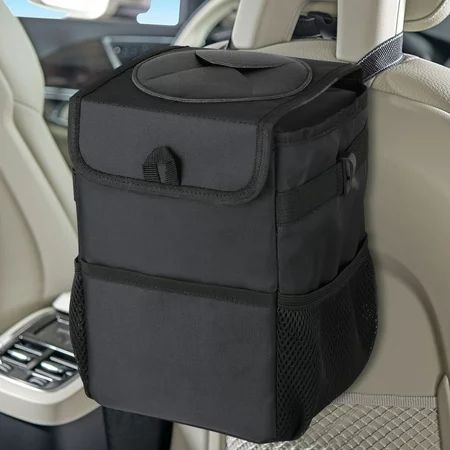 Car Trash Can with Lid, EEEkit Car Trash Bag Hanging for Headrest with 3 Storage Pockets, Portable C | Walmart (US)