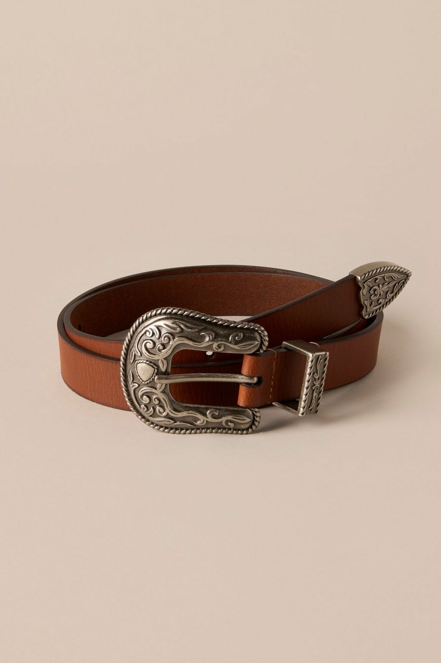 ROPE ENGRAVED WESTERN BUCKLE LEATHER BELT | Lucky Brand