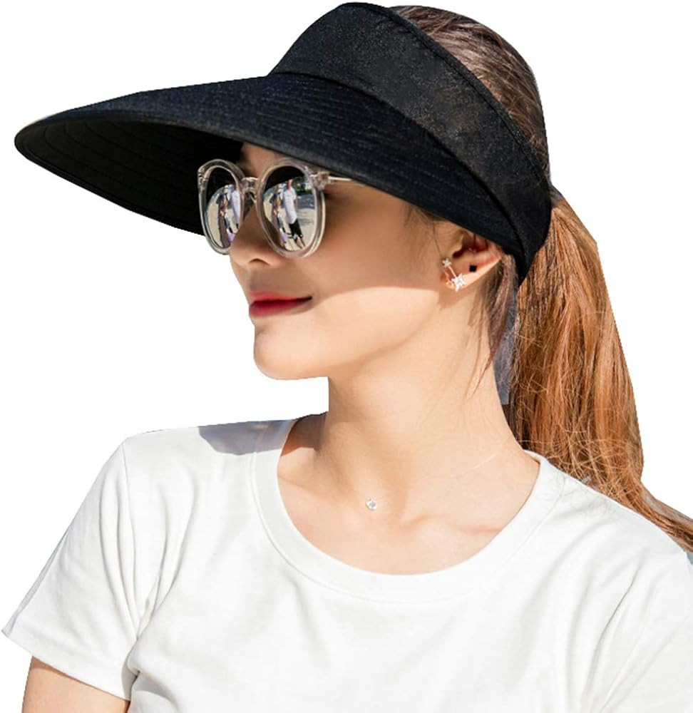 Sun Visor Hats Women Large Brim Summer UV Protection Beach Cap | Amazon (US)
