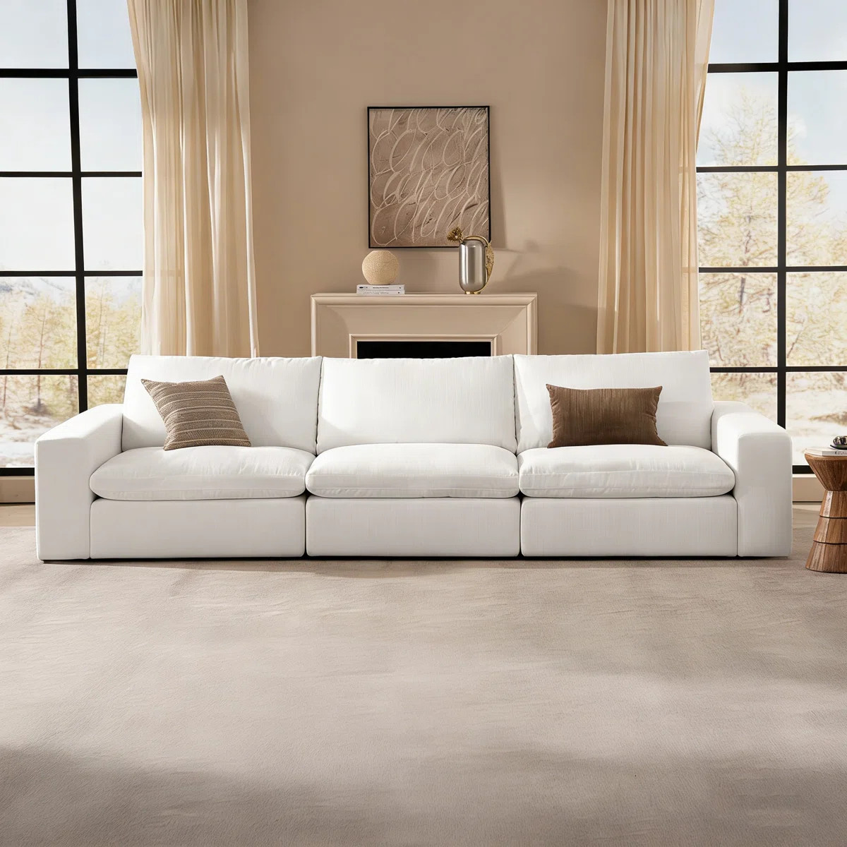 113" 3 Seater Cloud Couch, Oversized Modular Sectional Sofa,Wide&Deep Seat Sofas For Living Room | Wayfair North America