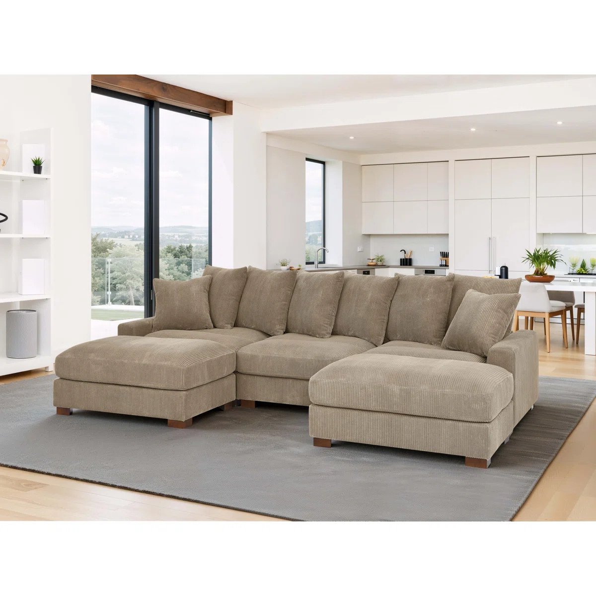 Arzuaga 89" Wide Reversible Modular Corner Sectional with Ottoman | Wayfair North America