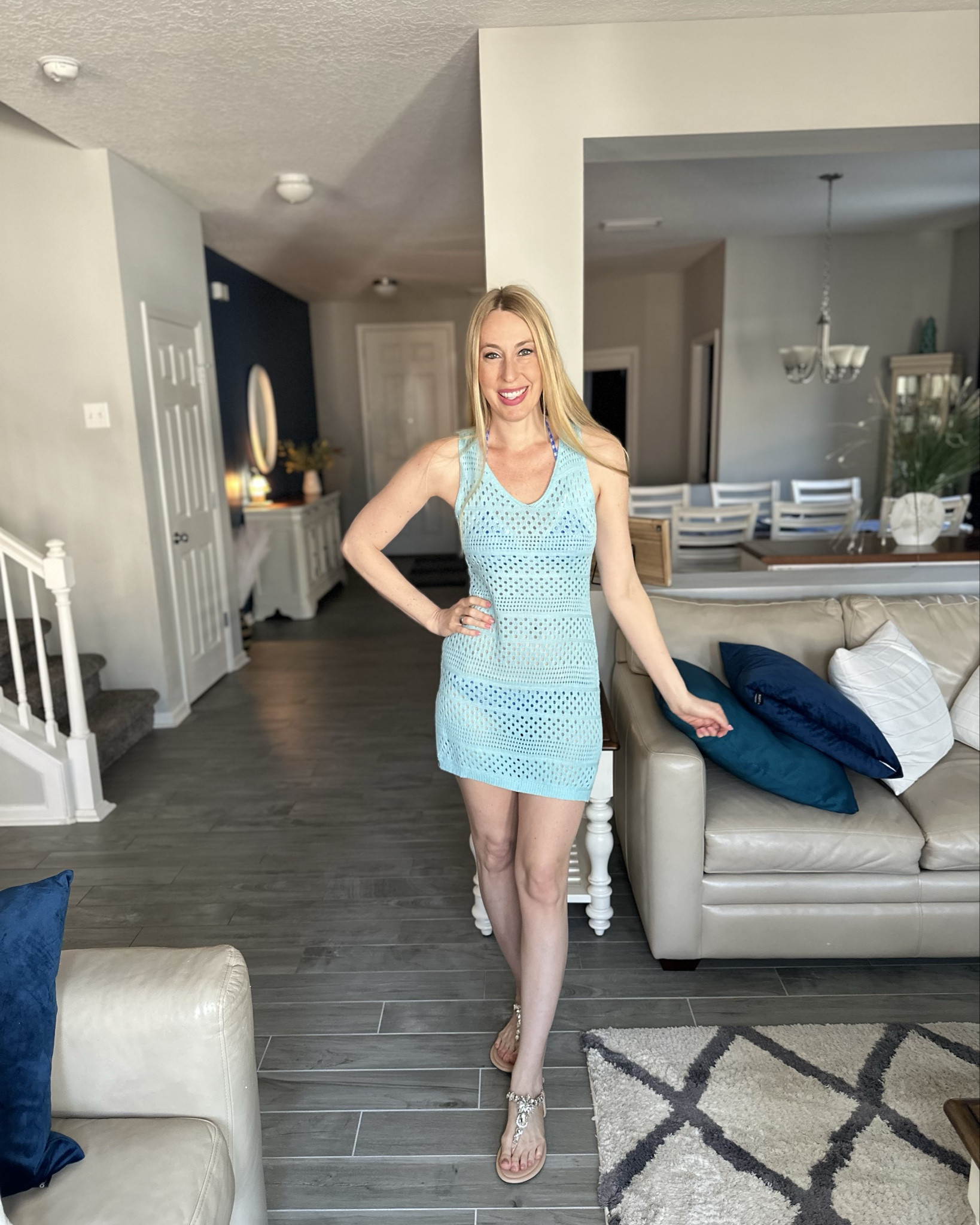 Ocean blue knit swim cover up
💙 this is a cute swim cover up
💙 i love the stretchy material and it fits true to size 
💙wearing small in it, I am 5’10”

#LTKSwim #LTKStyleTip #LTKFindsUnder50