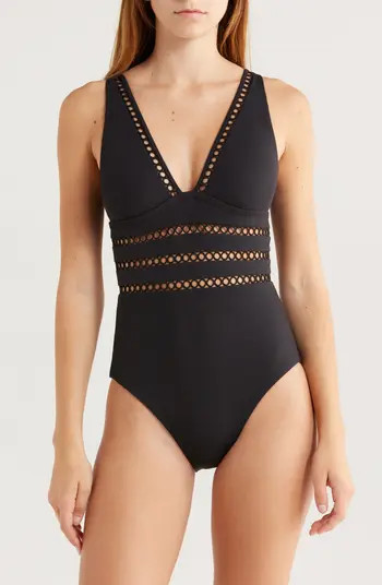Becca Open Knit Inset One-Piece Swimsuit | Nordstrom | Nordstrom