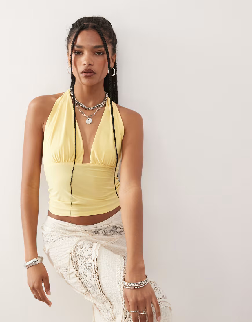 COLLUSION halter top in buttermilk yellow | ASOS (Global)