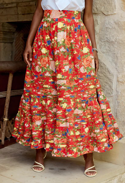 Falda Rojo Floral | Mi Golondrina