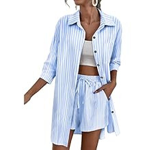 Zeagoo Women’s 2 Piece Lounge Tracksuit Outfit Sets Cotton Linen High Low Shirt and Drawstring ... | Amazon (US)