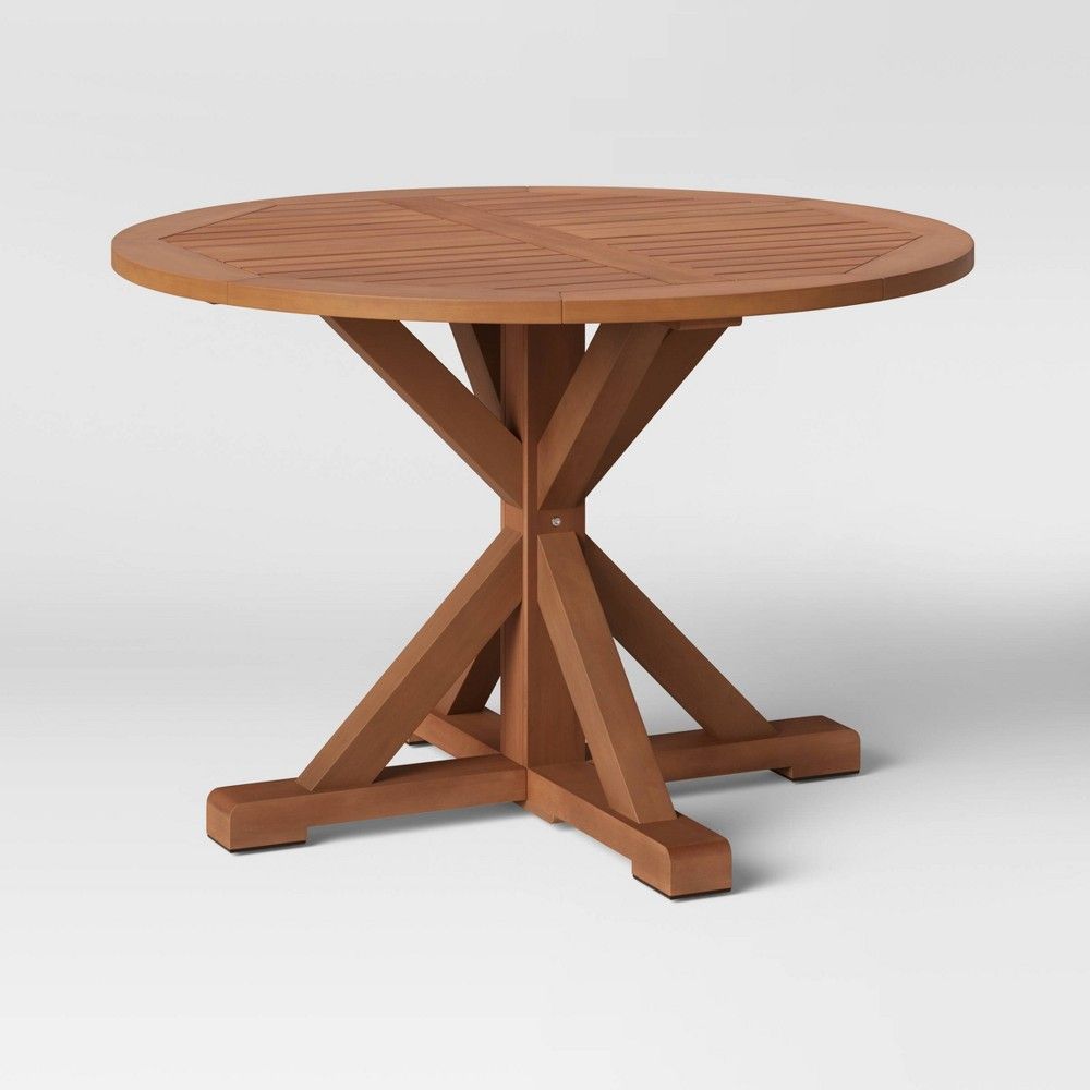 Morie Wood 4 Person Round Patio Dining Table - Threshold | Target