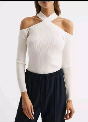 REISS Pamilla Ribbed Halter Neck Top in Cream Size XS RRP £128 BNWT  | eBay | eBay UK