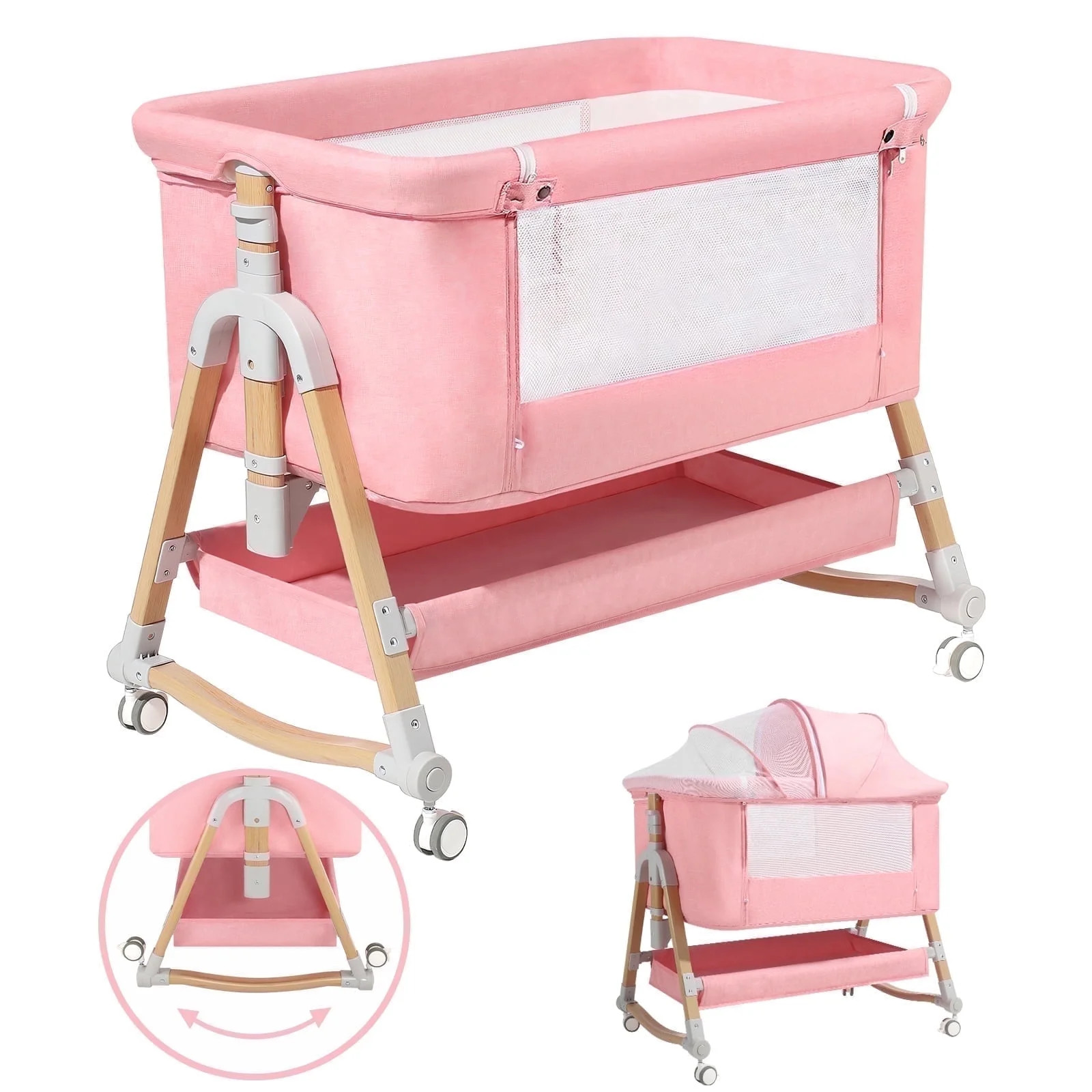 HARPPA 3 in 1 Baby Bassinet Bedside Sleeper for Infant Girls Aged 0-5 Months, Pink - Walmart.com | Walmart (US)