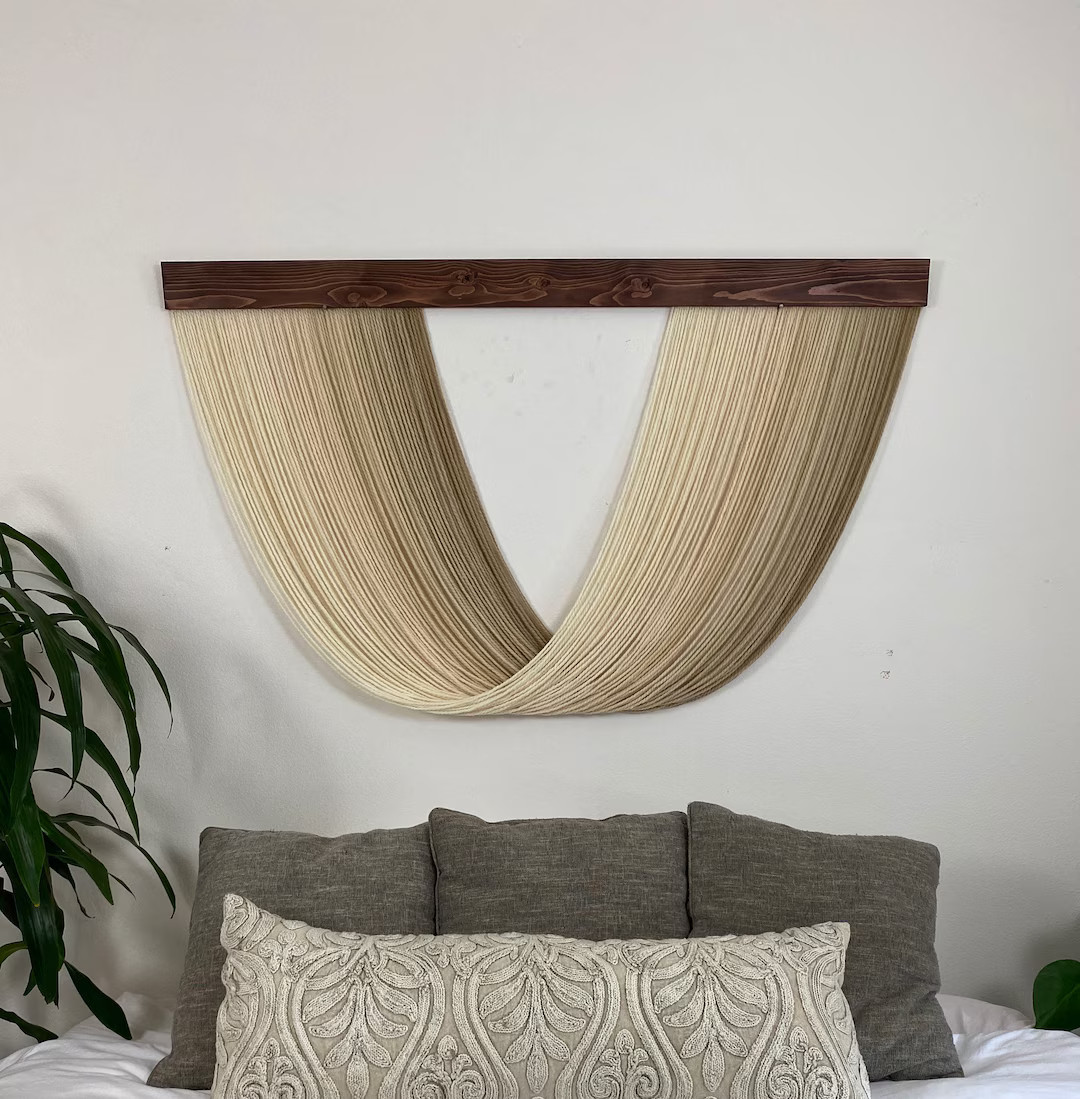 Large Extra Full Dip Dye Wall Hanging Fiber Art Tapestry in Tan / Neutral Ombré - Etsy | Etsy (US)