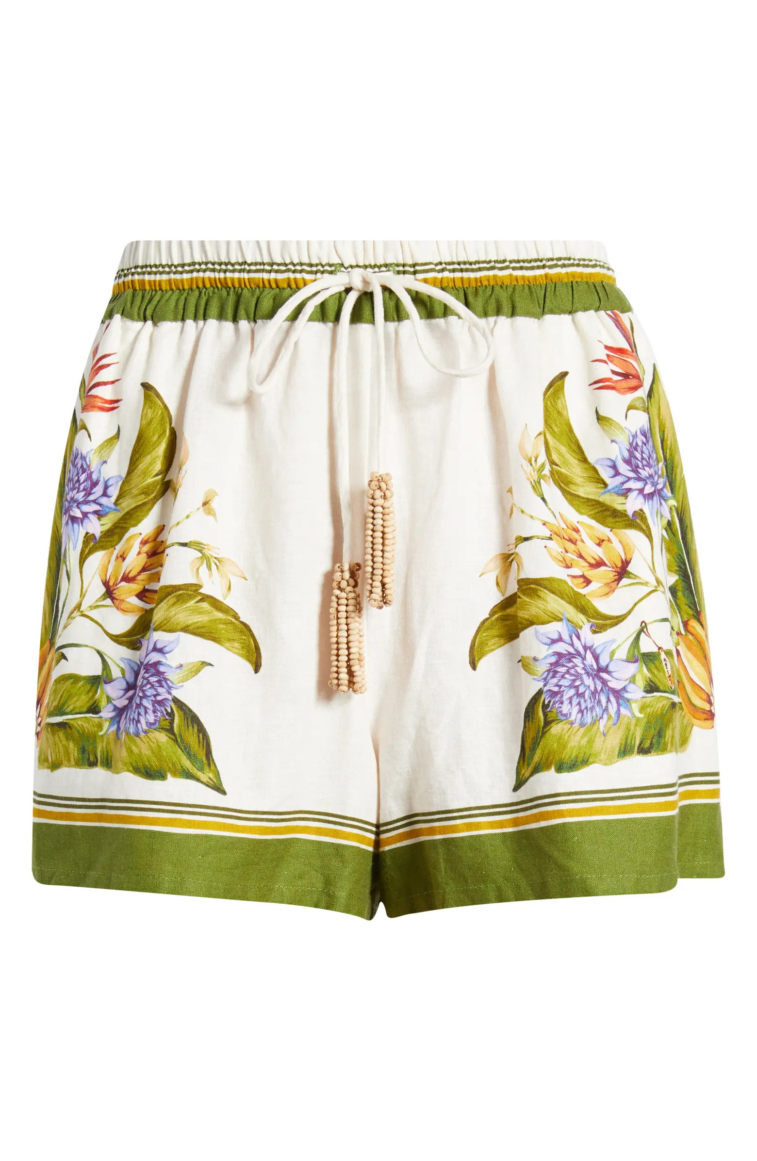 Tropical Scarf Sand Linen Blend Shorts | Nordstrom